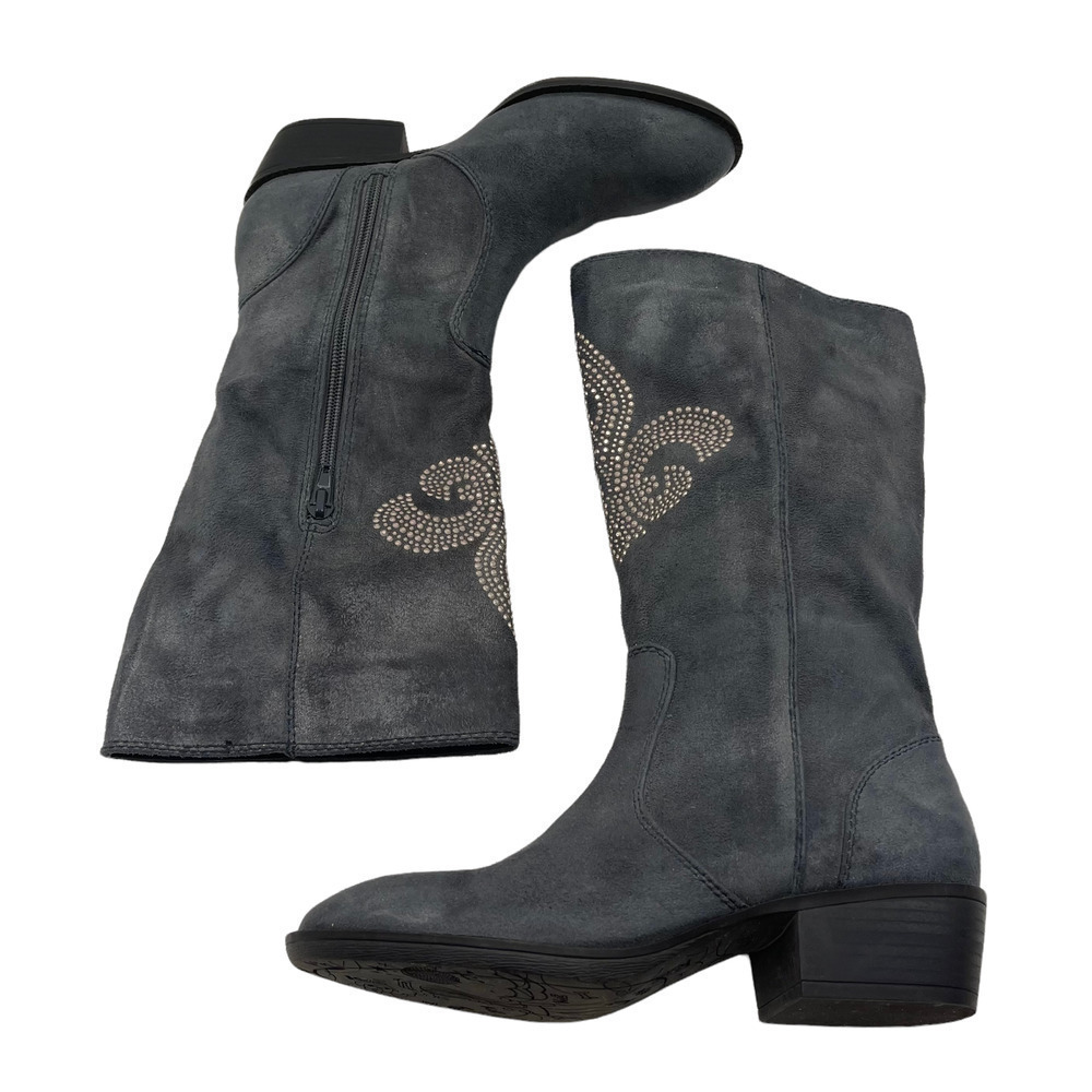 Kathy Van Zeeland Women's "Wind" Faux Suede Fleur De Lis Studded Boots - Picture 4 of 6